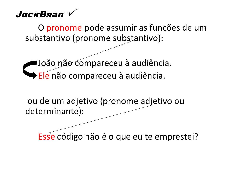 Jack Brandão; gramática, estudo pronominal, pronomes: emprego e conceito,; JackBran Consult; ENEM, Vestibular, Concursos